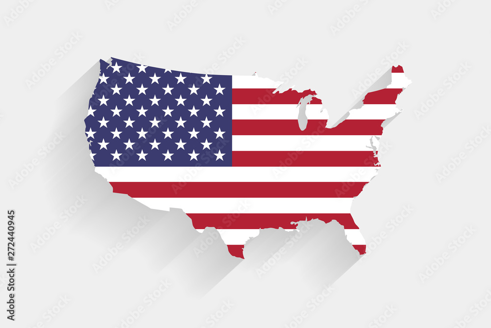 United States flag map on gray background, vector United States flag map on gray background, vector
