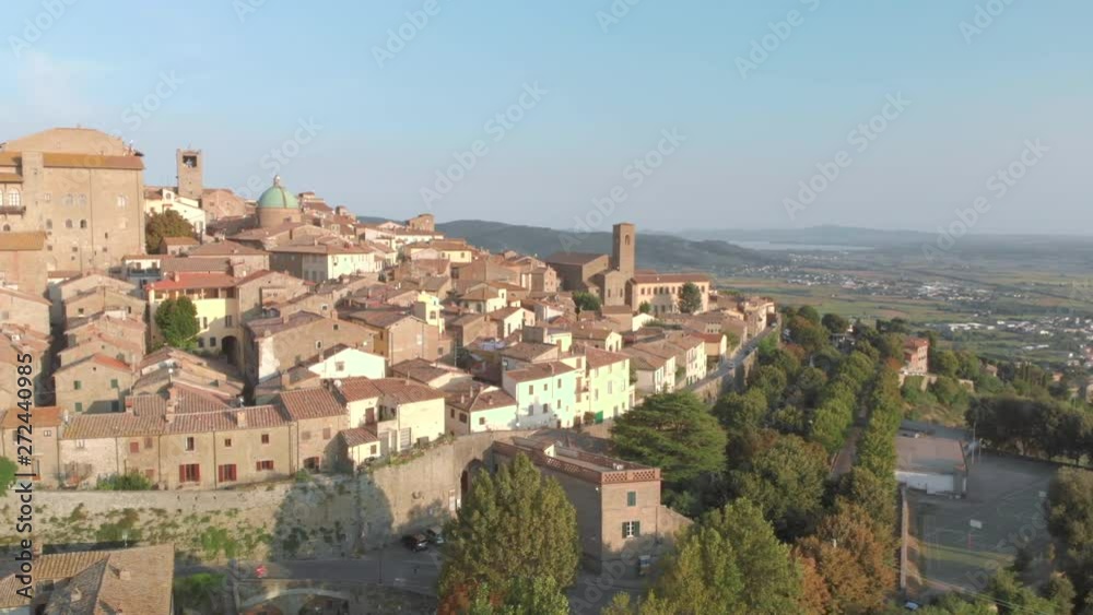 Historic town in Italy, beautiful old buildings, shot by a drone. Historic town in Italy, beautiful old buildings, shot by a drone.