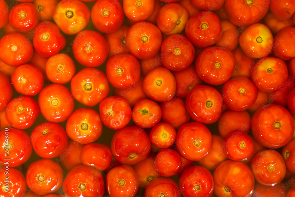 Background of a lot of ripe red tomatoes