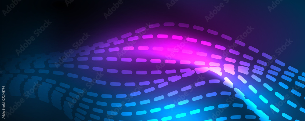 Smooth wave lines on blue neon color light background. Glowing abstract wave on dark, shiny motion, magic space light Smooth wave lines on blue neon color light background. Glowing abstract wave on dark, shiny motion, magic space light