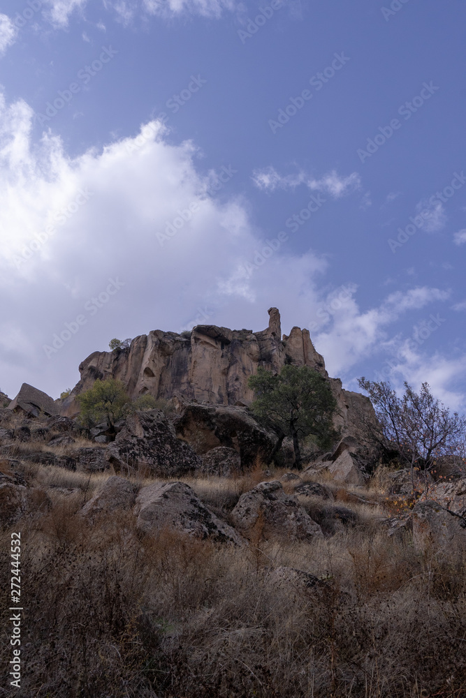 Ancient Ortahisar caves in Cappadocia province, Turkey