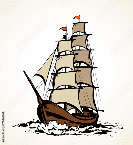 Sailing vessel. Vector drawing