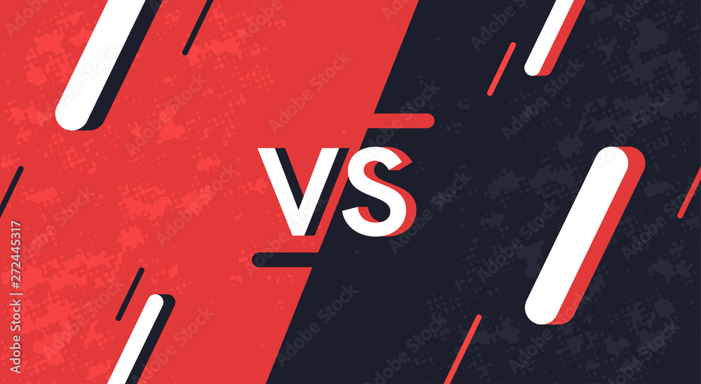 Vs screen. Blue and red abstract versus background. Fight template. Simple modern comic design. Flat style vector illustration. Vs screen. Blue and red abstract versus background. Fight template. Simple modern comic design. Flat style vector illustration.