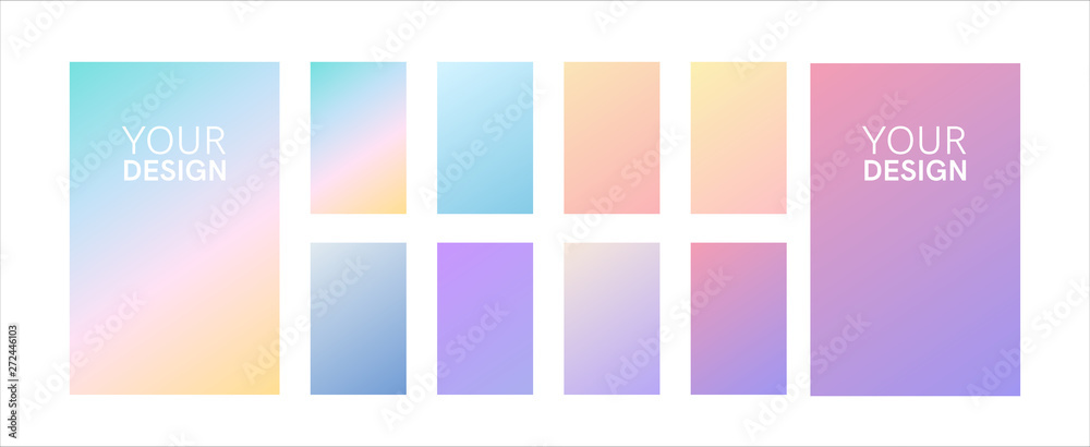 Fototapeta premium Soft color gradients set. Background for app, greeting card, flyer, invitation, poster, brochure, banner. Simple modern design. Retro vibrant palette.