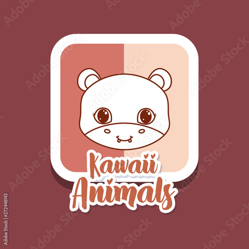 kawaii animals card icon vector ilustration