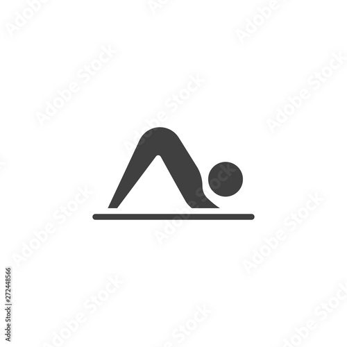Yoga Down Dog position vector icon. filled flat sign for mobile concept and web design. Man practicing yoga asana glyph icon. Healthy lifestyle symbol, logo illustration. Vector graphics