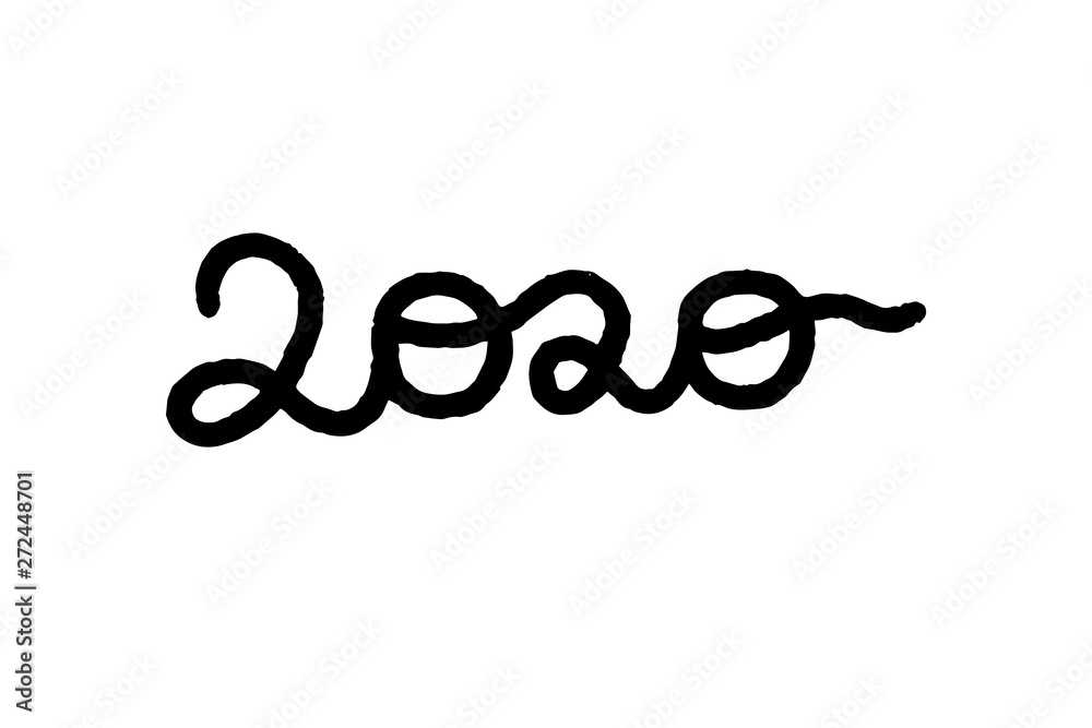 2020 hand drawn number in cartoon style. New year cartoon minimalism 2020 hand drawn number in cartoon style. New year cartoon minimalism