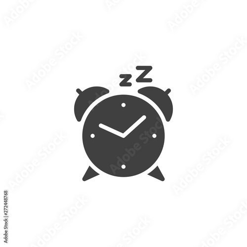 Alarm clock vector icon. filled flat sign for mobile concept and web design. Clock Sleep glyph icon. Symbol, logo illustration. Vector graphics