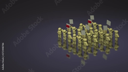 3d rendering people share a protest sign hold Mob concept..