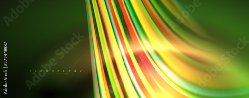 Fluid color rainbow style wave abstract background, techno modern design on black