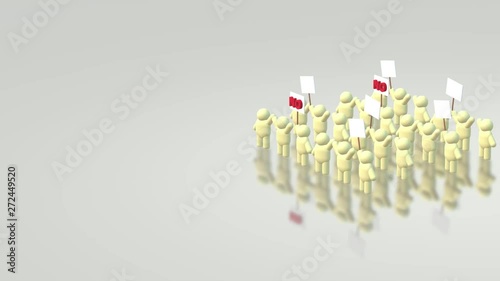 3d rendering people share a protest sign hold Mob concept..