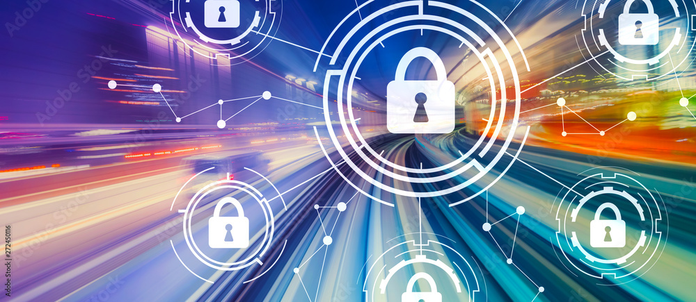 Cyber security theme with abstract high speed technology POV motion blur Cyber security theme with abstract high speed technology POV motion blur