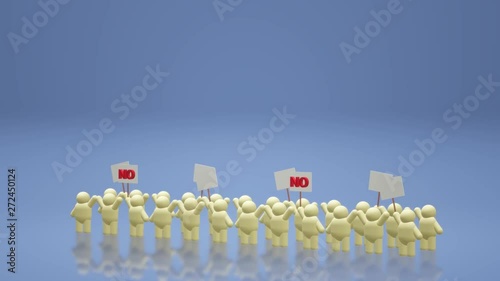 3d rendering people share a protest sign hold Mob concept..