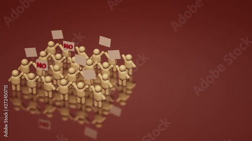 3d rendering people share a protest sign hold Mob concept..