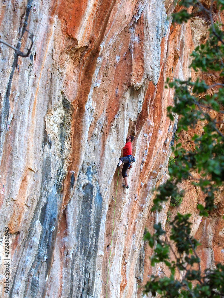 A strong rock climbing man in Turkey, Geyikbayiri 