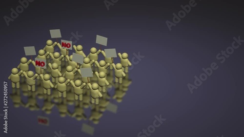3d rendering people share a protest sign hold Mob concept..