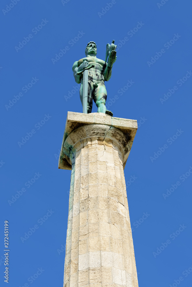 The Victor, Belgrade, Serbia..Built to commemorate Serbia's victory over Ottoman and Austro-Hungarian Empire during the Balkan Wars and the First World War. The Victor, Belgrade, Serbia..Built to commemorate Serbia's victory over Ottoman and Austro-Hungarian Empire during the Balkan Wars and the First World War.