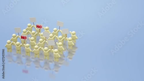 3d rendering people share a protest sign hold Mob concept..