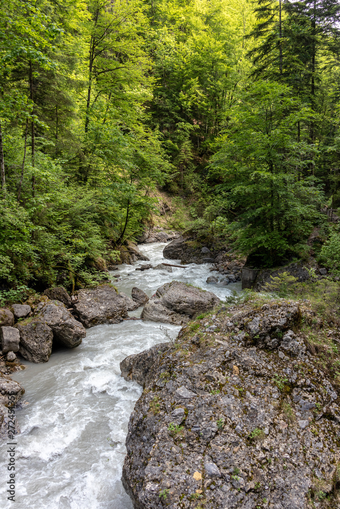 Bürser Schlucht, Vorarlberg, Austria - the most beautiful landscapes in the Alps with an almost primeval forest-like tree population and wild river runs. Bürser Schlucht, Vorarlberg, Austria - the most beautiful landscapes in the Alps with an almost primeval forest-like tree population and wild river runs.