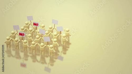 3d rendering people share a protest sign hold Mob concept..