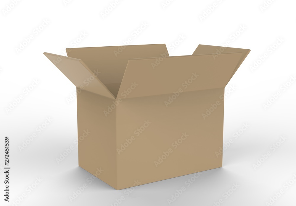 Blank Heavy-Duty Medium Open Packaging Box for mock up and branding. 3d render illustration. Blank Heavy-Duty Medium Open Packaging Box for mock up and branding. 3d render illustration.