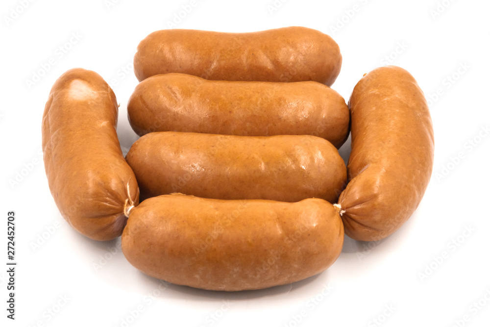 Smoked meat sausage isolated on white background Smoked meat sausage isolated on white background