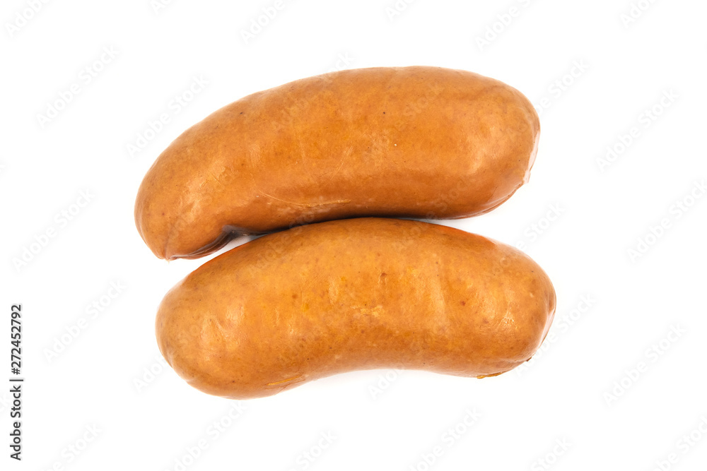 Smoked meat sausage isolated on white background Smoked meat sausage isolated on white background