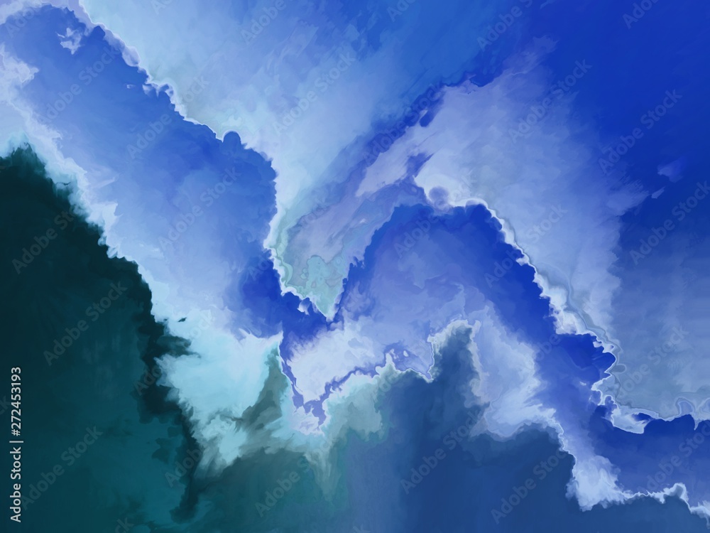 Obraz premium Colorful artistic blue textural background. Drawing paints. Texture strokes.