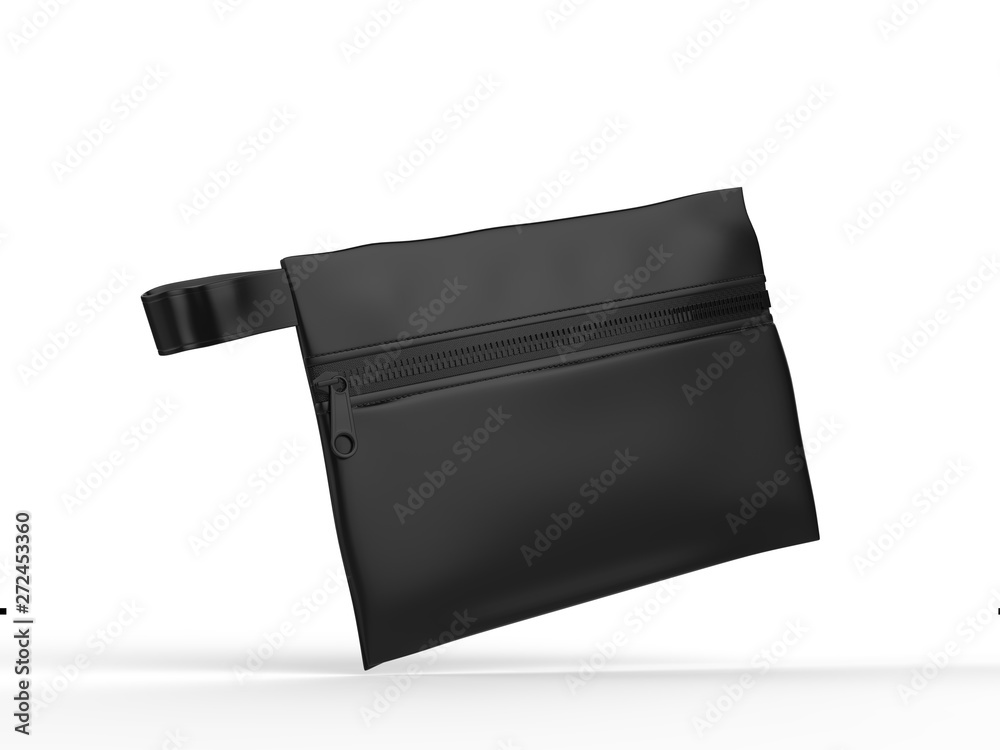 Blank Zipper Pouch for branding and mockup. 3d render illustration