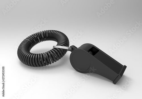 Blank Promotional Whistle Coil Key chain for branding and mock up. 3d render illustration.