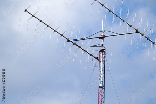 small amateur radio antenna tower and masts for communication between residents photo photo