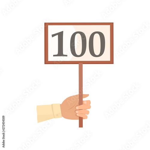 Hand take ballot wood board with number one hundred