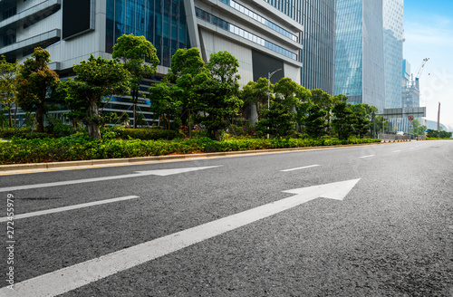 empty highway with cityscape and skyline of shenzhen,China