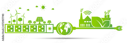 Factory ecology,Energy ideas save the world concept Power plug green