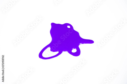 abstract purple violet lilac paint spill texture illustration in white background isolated photo