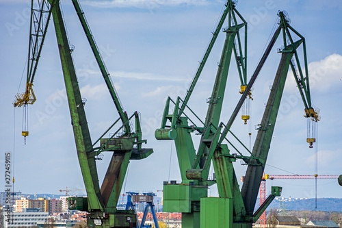 Shipyard dock port transport crane in Gdansk