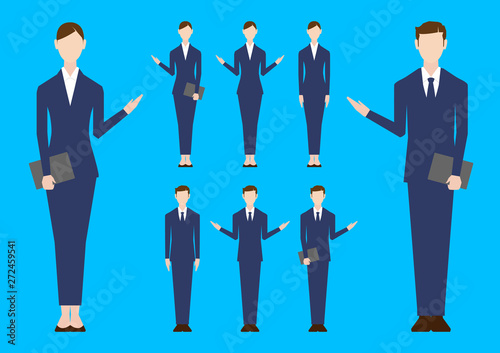 Set of business people. Vector illustration. Flat design. Man and woman. . No.2