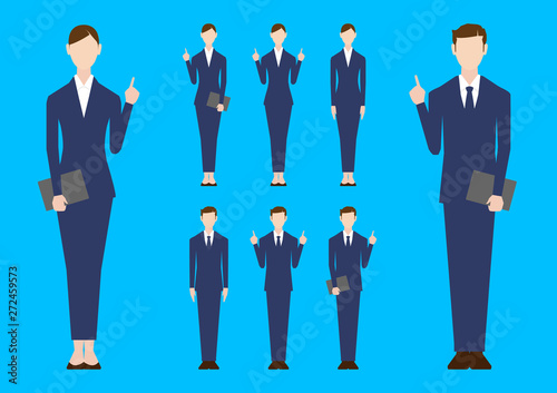 Set of business people. Vector illustration. Flat design. Man and woman. . No.3