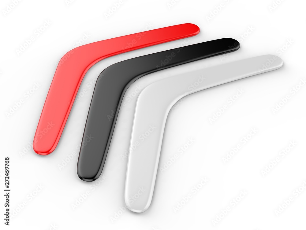 Blank promotional boomerang for branding and mock up. 3d render illustration. Blank promotional boomerang for branding and mock up. 3d render illustration.