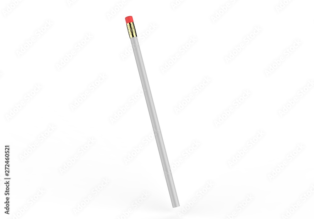 Blank pencil with eraser for branding 3d illustration.