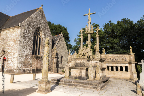 Guehenno, France. The Calvary of Guehenno, dating from 1550, one of the seven great calvaries (enclos paroissial) of Brittany (Bretagne) photo