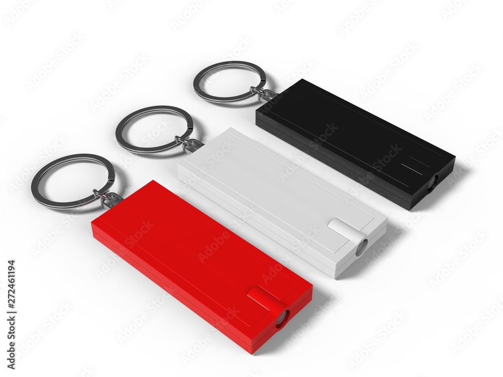 Blank LED Torch Key Ring for mock up. 3d render illustration. Blank LED Torch Key Ring for mock up. 3d render illustration.