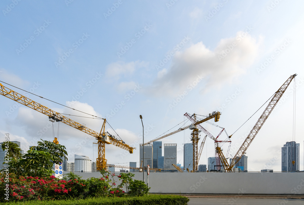 Tower cranes, skyscrapers on construction sites Tower cranes, skyscrapers on construction sites