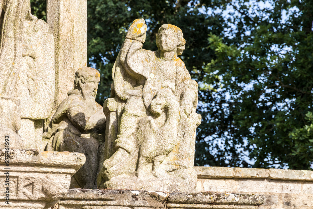 Guehenno, France. The Calvary of Guehenno, dating from 1550, one of the seven great calvaries (enclos paroissial) of Brittany (Bretagne)