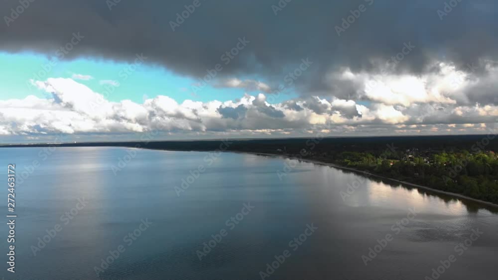 Aerial crazy vivid sunny sky flying above the Baltic Sea Gulf - Beautiful nature cloud landscape scenery Aerial crazy vivid sunny sky flying above the Baltic Sea Gulf - Beautiful nature cloud landscape scenery