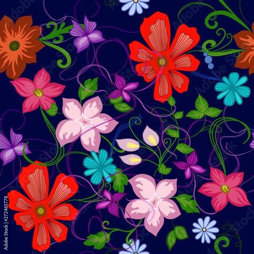 Ornate floral seamless texture. Seamless pattern can be used for wallpaper  pattern fills  web page background  surface textures. Vector illustration. EPS 10