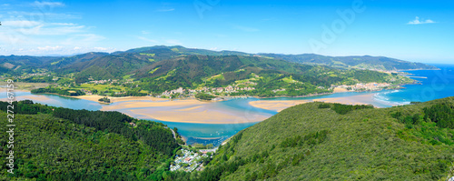 panoramic view of urdaibai estuary at basque country coast photo