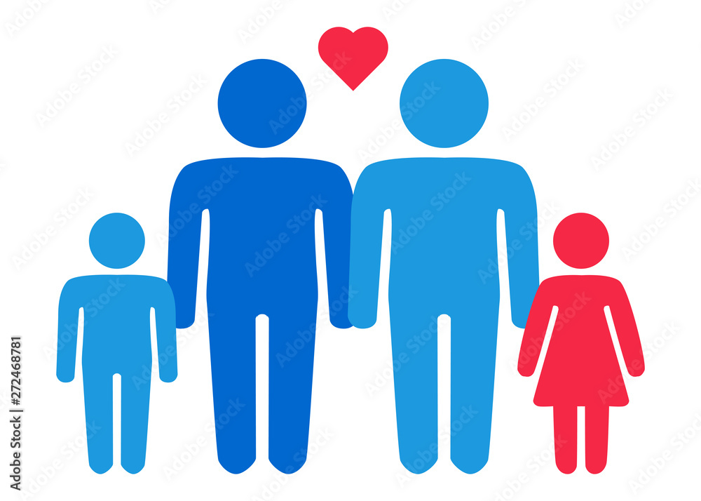 A schematic depiction of a family couple of gay men with children A schematic depiction of a family couple of gay men with children