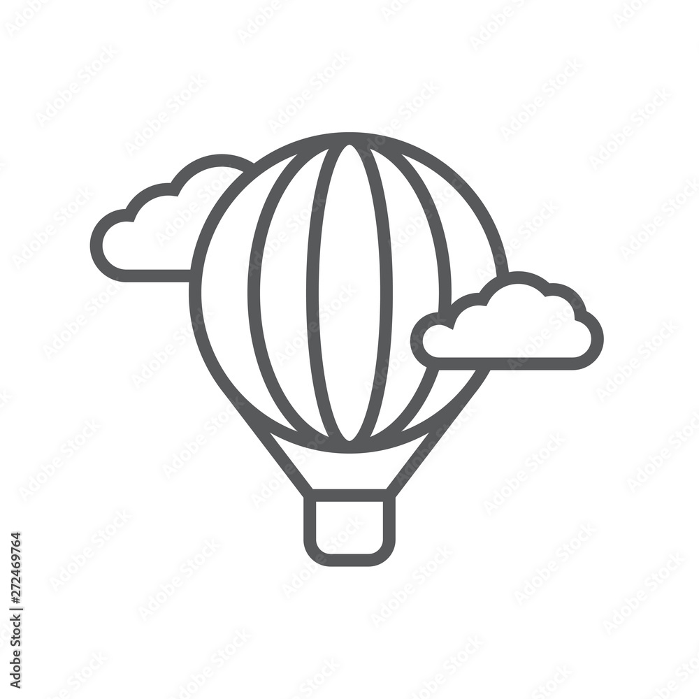 Naklejka Ikona linii balonu na ogrzane powietrze. Minimalistyczna ikona na białym tle. Prosta sylwetka balonu na ogrzane powietrze. Strona internetowa i element wektora projektowania aplikacji mobilnych.