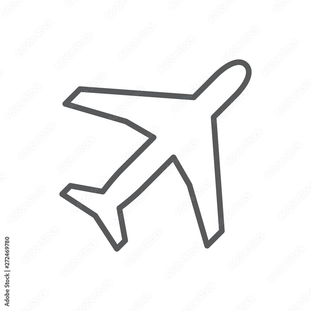 Airplane line icon. Minimalist icon isolated on white background. Airplane  simple silhouette. Web site page and mobile app design vector element.  Stock-Vektorgrafik | Adobe Stock